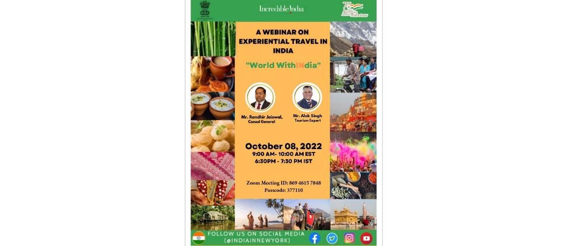  A webinar on Experiential travel in India on October 08, 2022