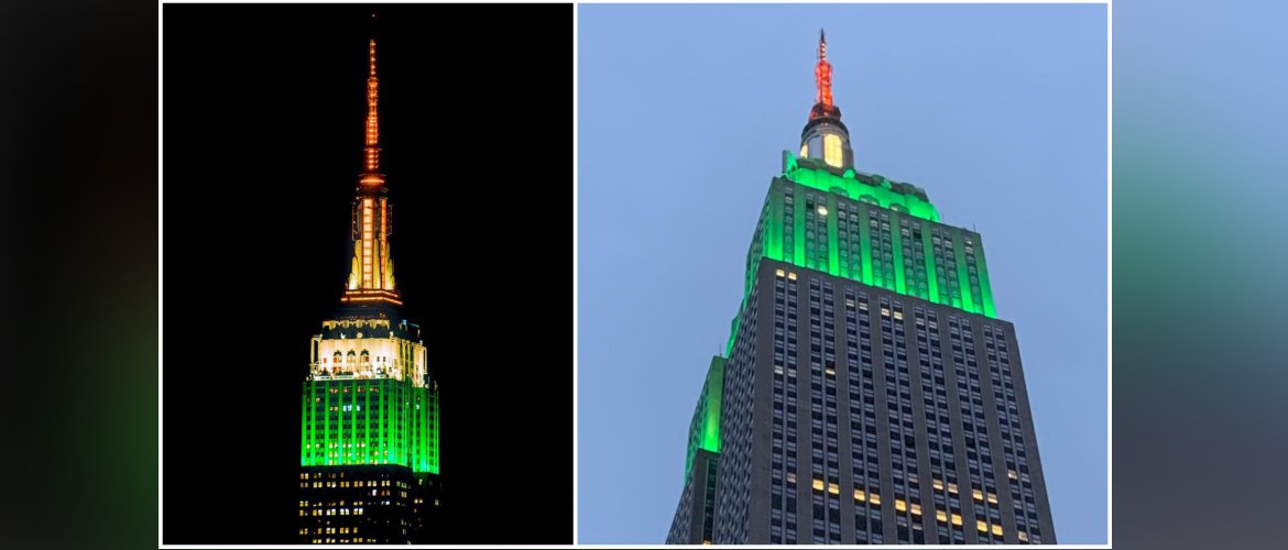  Empire State Building lit up with Tri-Color on the occasion of 74th Independence Day of India